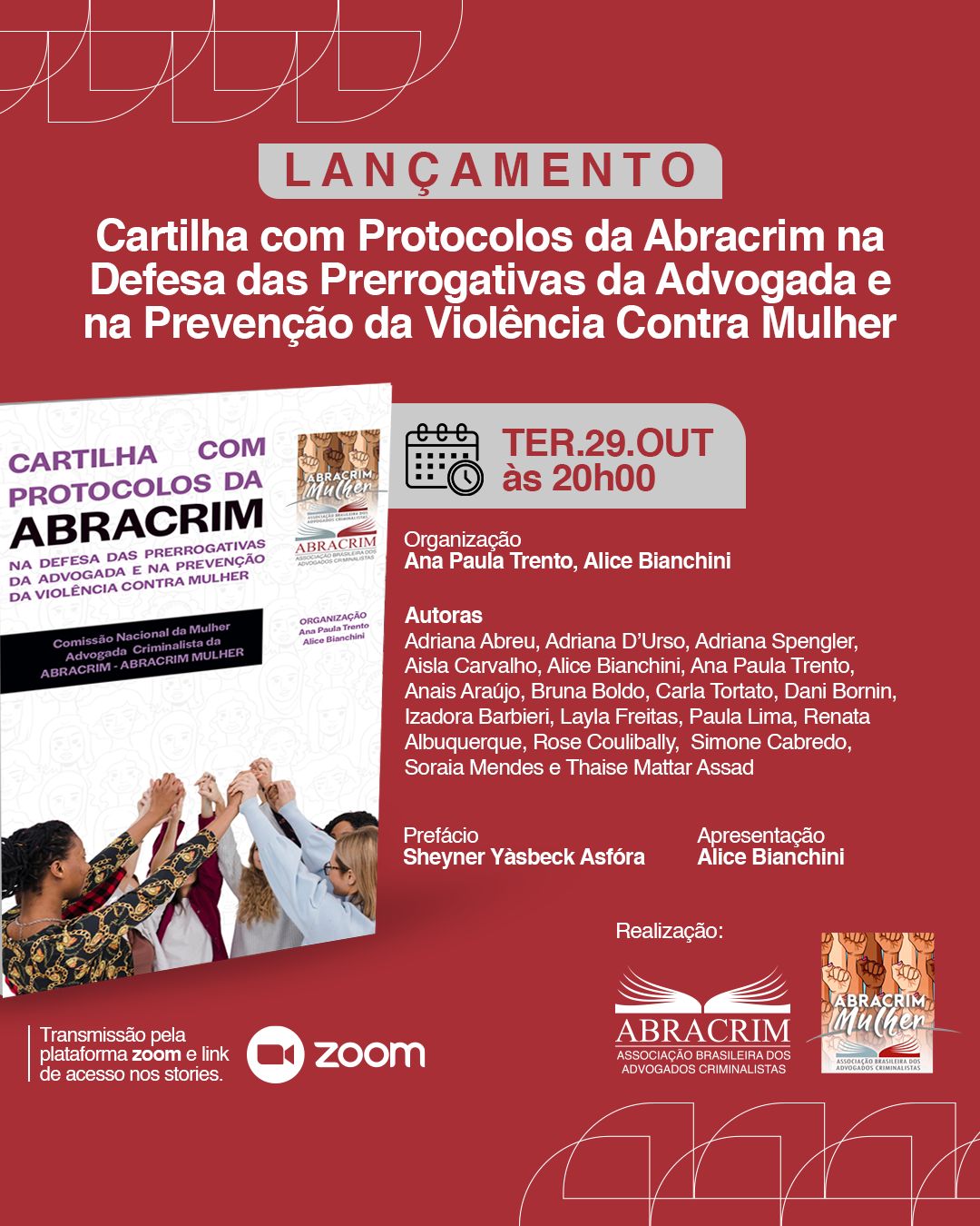 Lançamento Cartilha Abracrim Mulher 29/10/2024