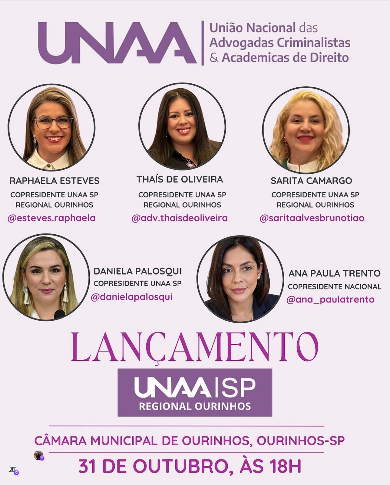 LANÇAMENTO UNAA REGIONAL OURINHOS SP