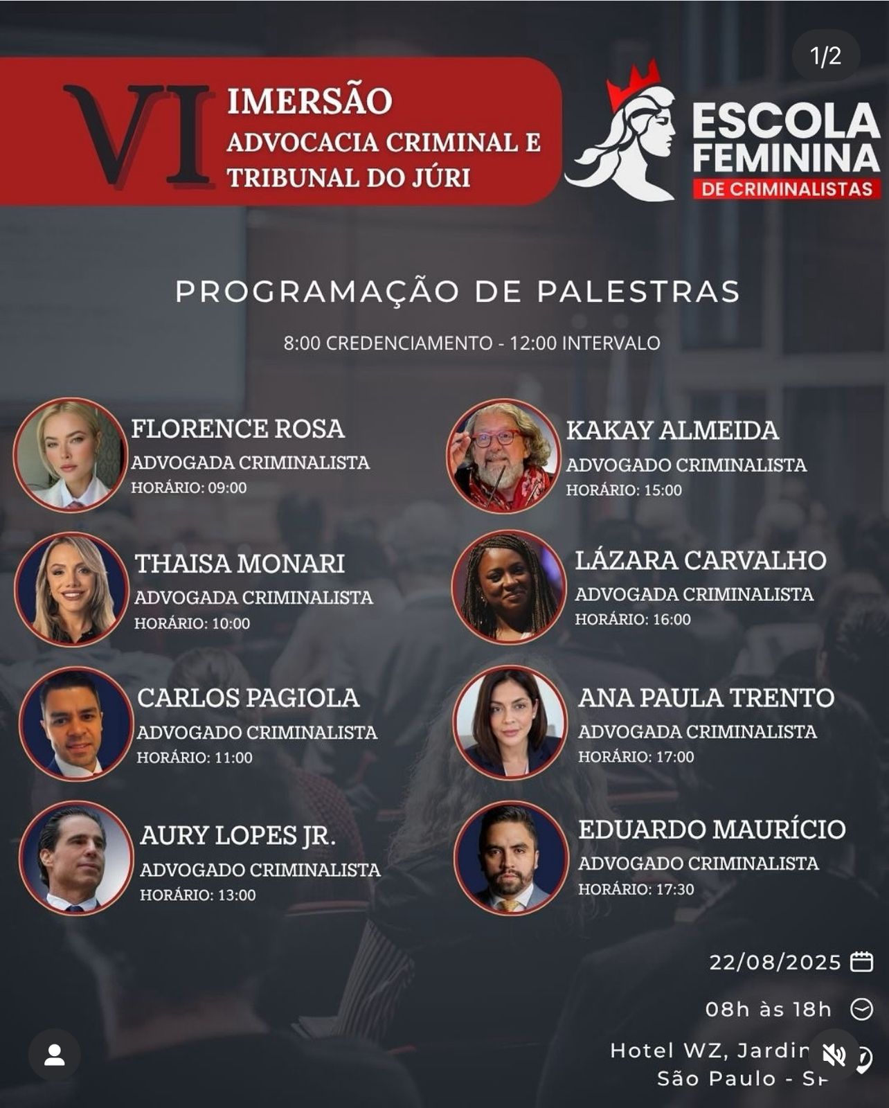 VI EDIÇÃO ESCOLA FEMININA DE CRIMINALISTAS